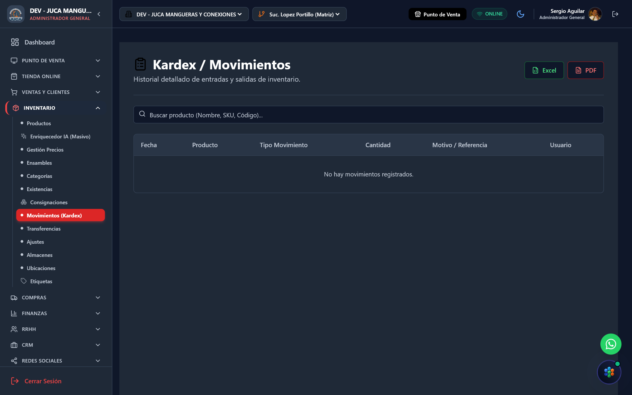 Movimientos & Kardex Analítico